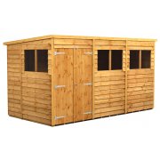 Power 12x6 Pent Garden Shed Overlap - Double Door